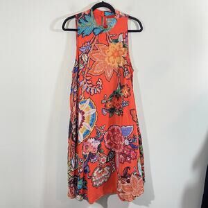 Maeve Floral Sleeveless Mini Dress in Coral with Multicolor Floral Print